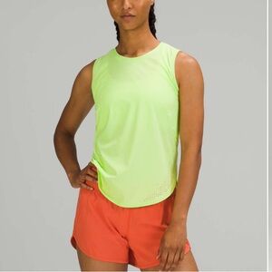 Lululemon High Neck Split Hem Run Tank Neon